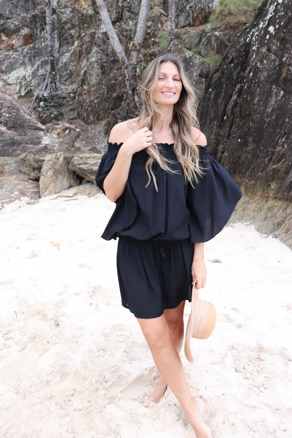 Holiday Dreaming Short Beach Dress/Top In Black