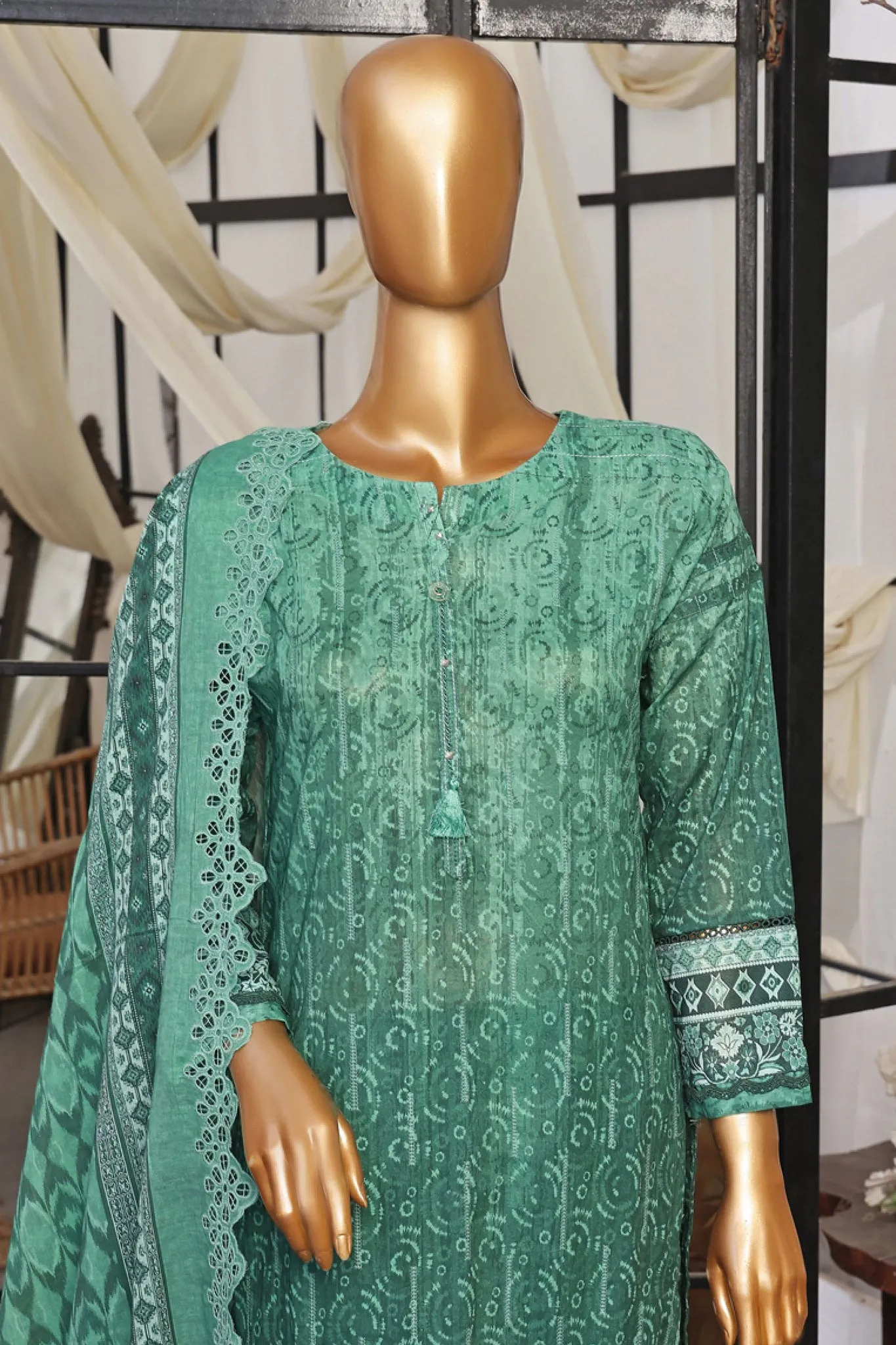 HZ Printkari Stitched 3 Piece Digital Printed & Emb Chikankari Lawn Collection'2024-PCL-402