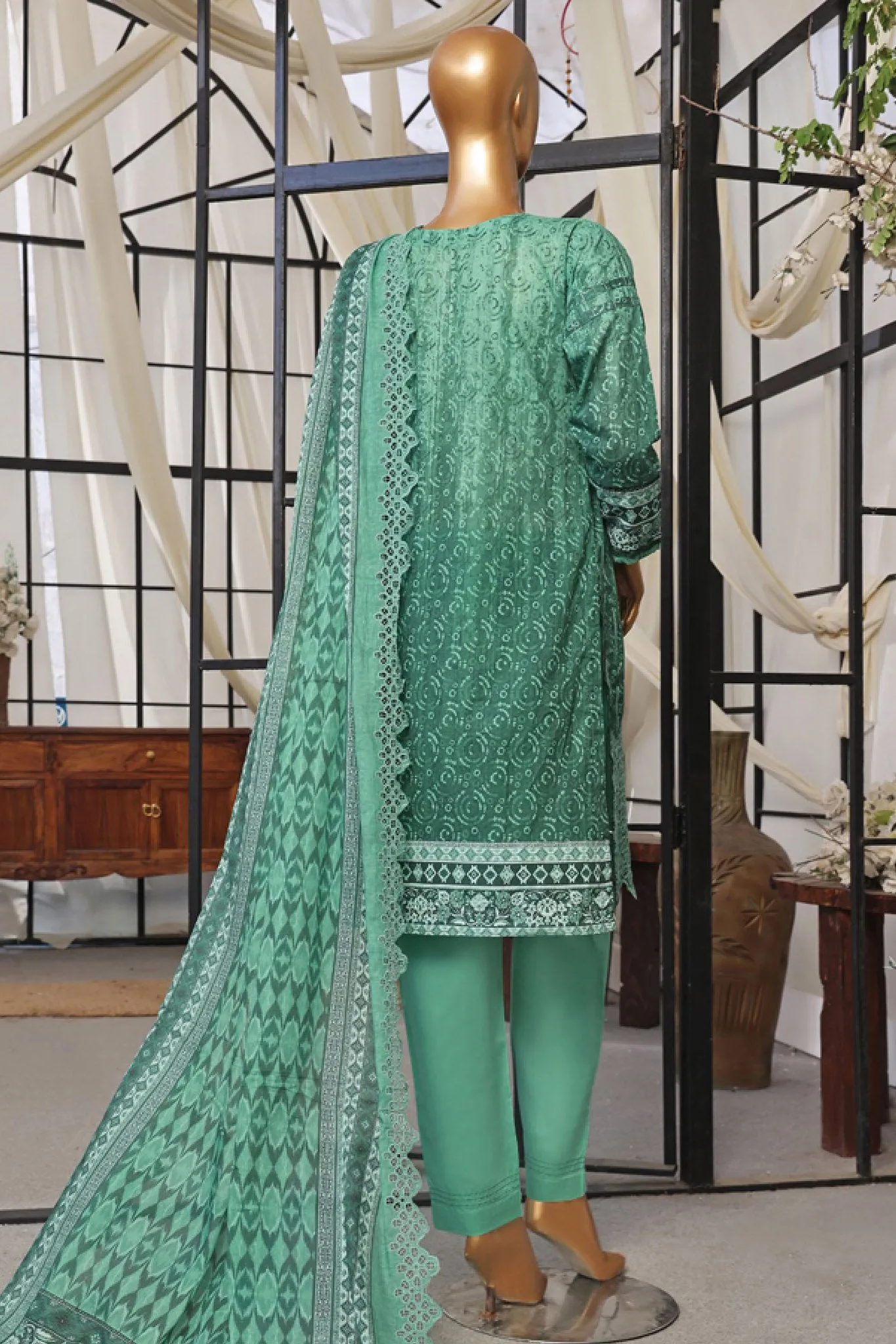 HZ Printkari Stitched 3 Piece Digital Printed & Emb Chikankari Lawn Collection'2024-PCL-402