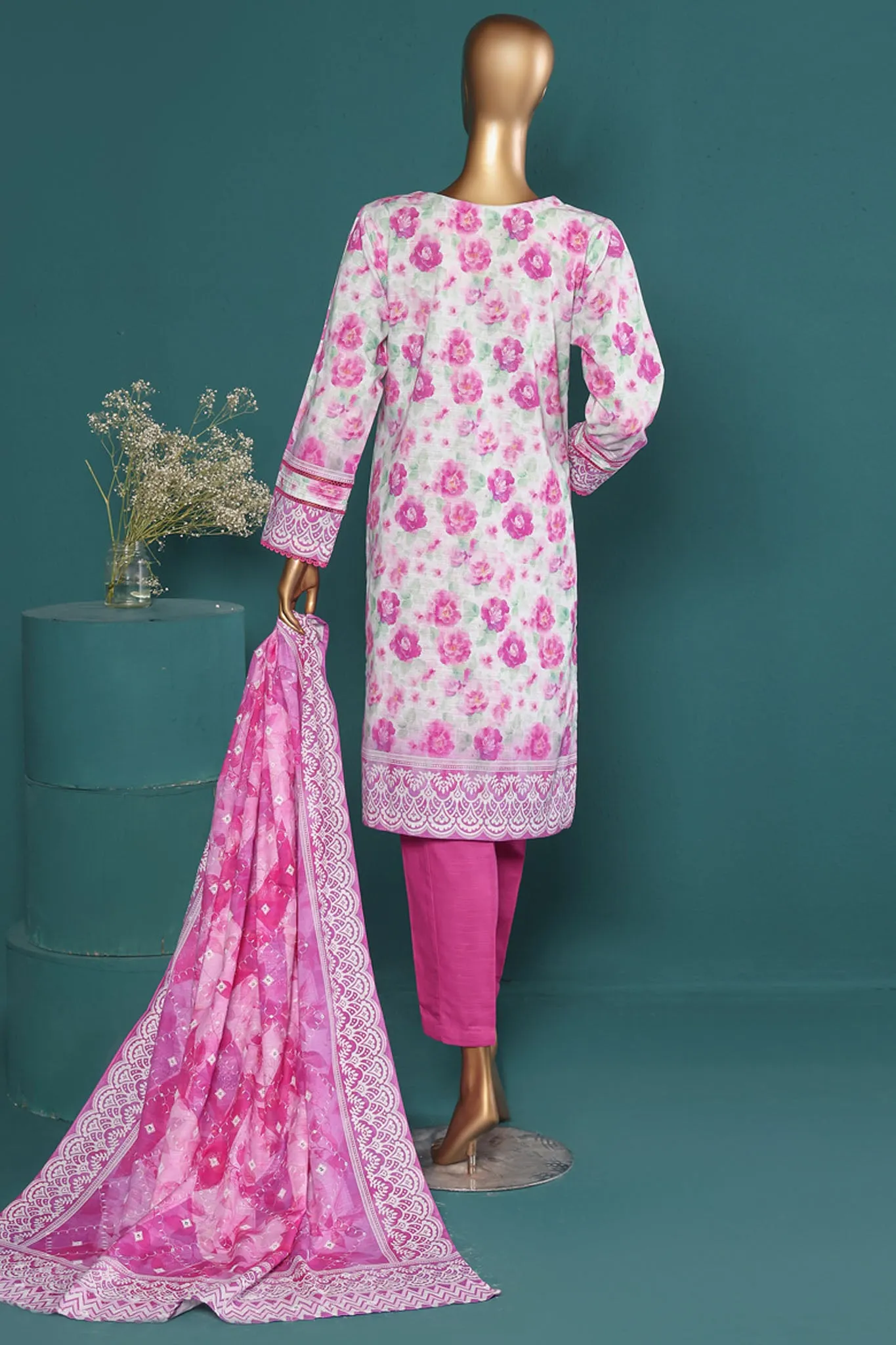 HZ Stitched 3 Piece Emb Chikankari Khaddar Collection'2024-KE-919