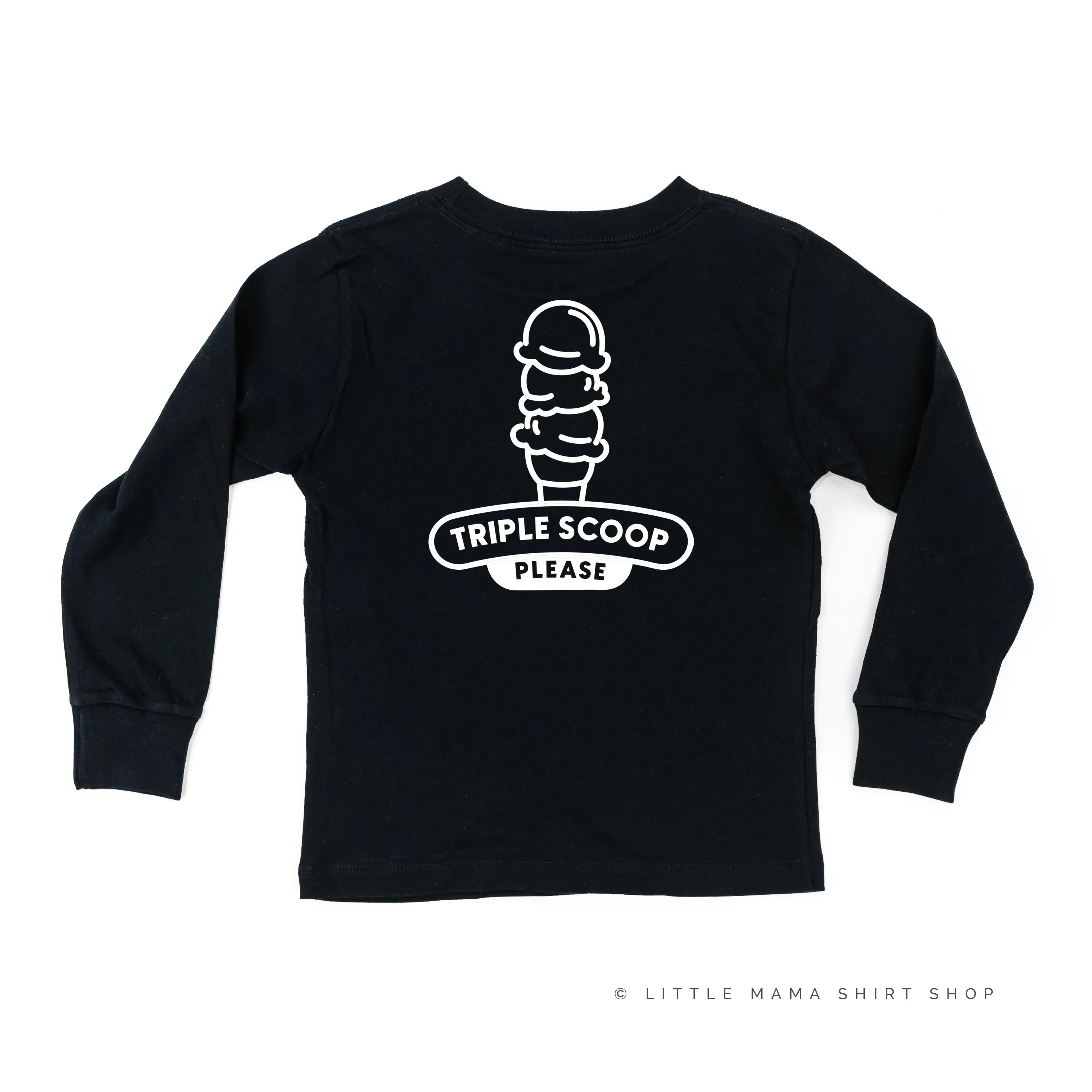 Ice Cream Truck - Triple Scoop on Back - Long Sleeve Child Shirt