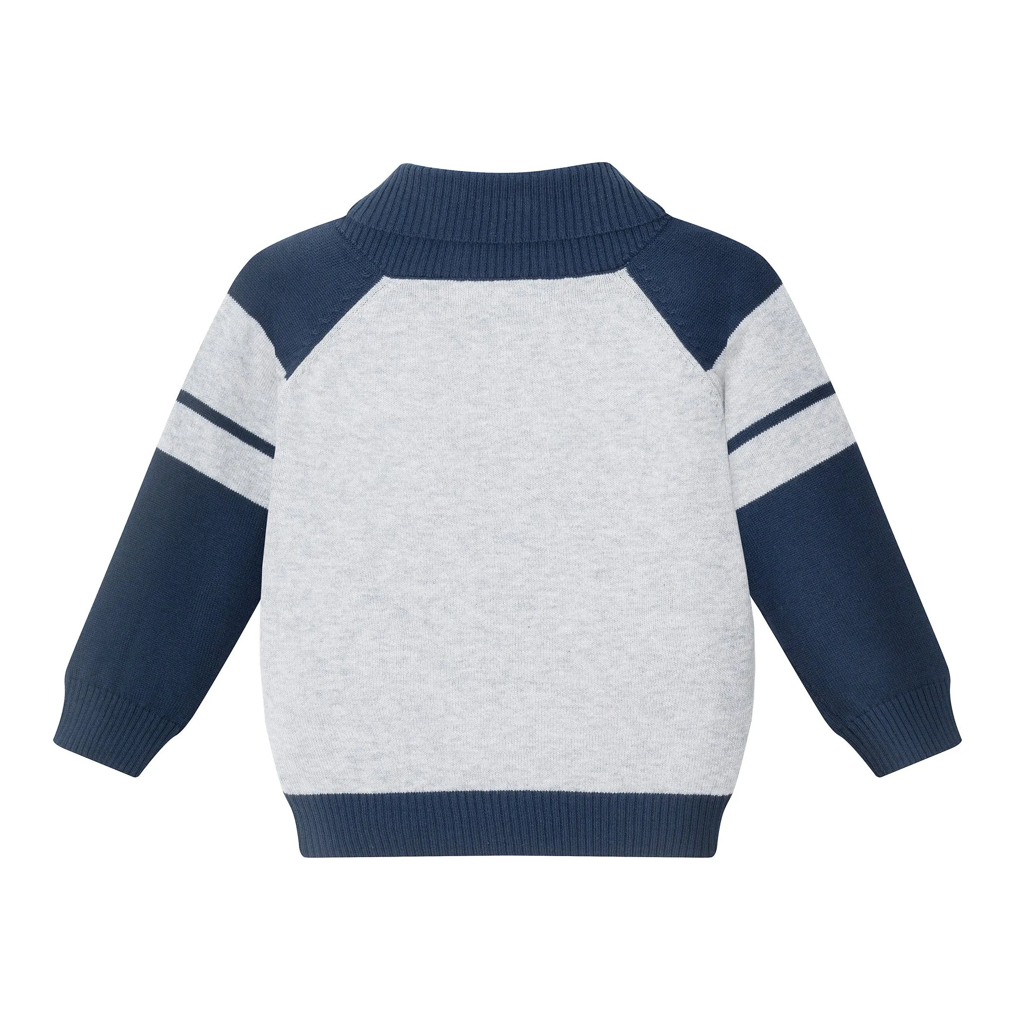 Infant Shawl Cardigan & Pant Set | Navy/heather Grey