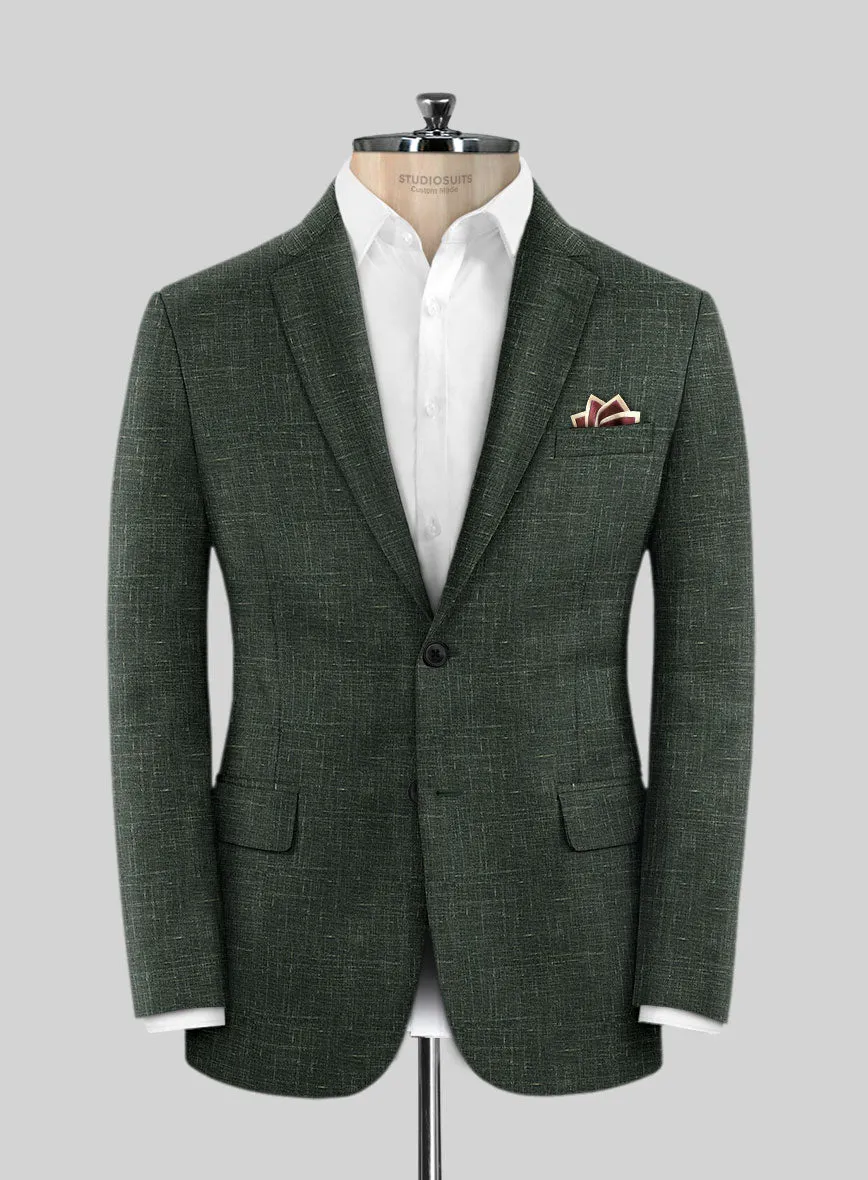 Italian Murano Bottle Green Wool Linen Jacket