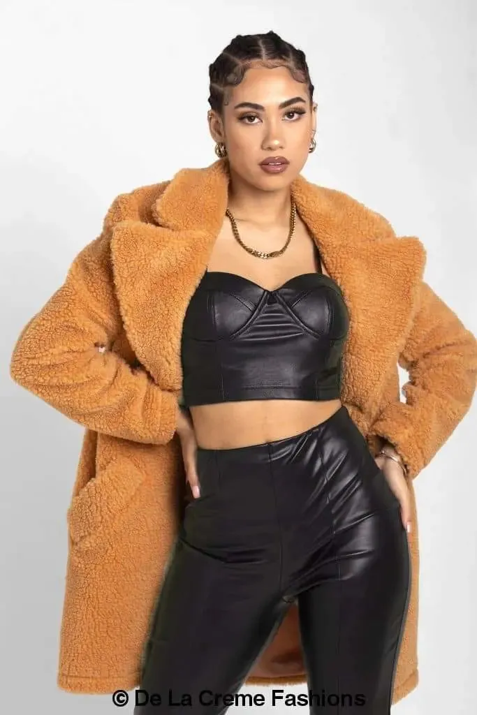 Janine Double Breasted Borg Teddy Coat