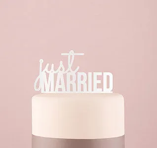 Just Married Wedding Cake Topper  - White