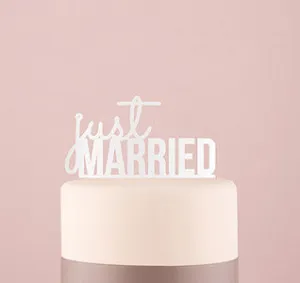 Just Married Wedding Cake Topper  - White