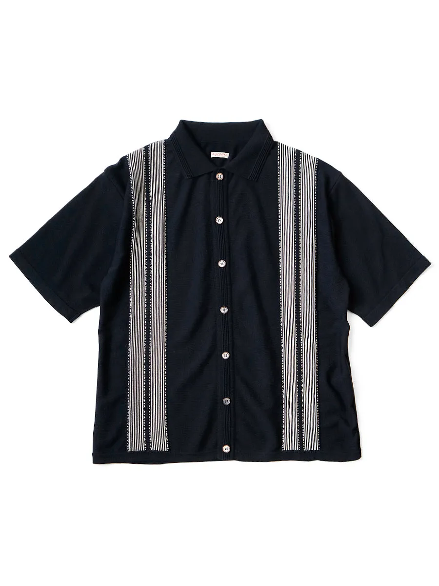 Kapital 14G Cotton Knit TENNESSEE Aloha Polo - Black