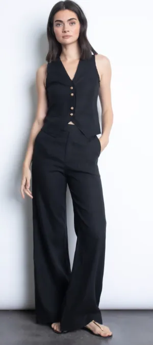 KARINA GRIMALDI-Beatriz Linen Black Pants