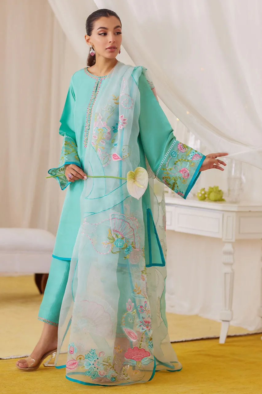 Lea Fall'24 - Una Turquoise Shirt And Embroidered Dupatta