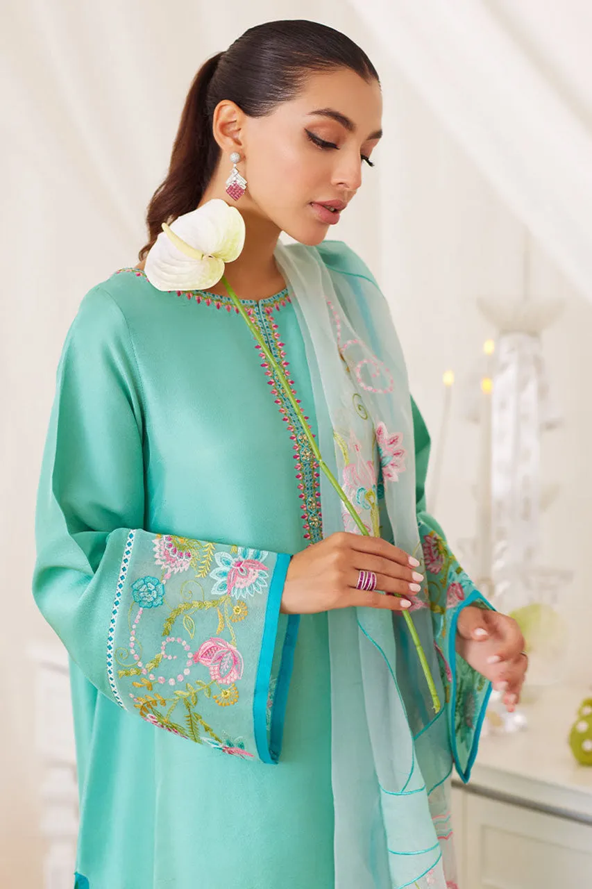 Lea Fall'24 - Una Turquoise Shirt And Embroidered Dupatta