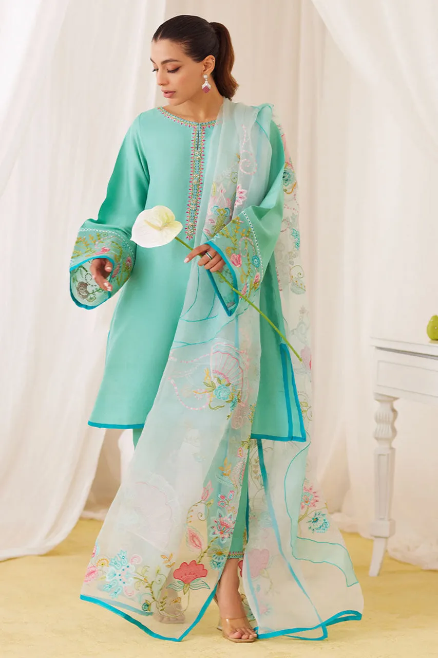 Lea Fall'24 - Una Turquoise Shirt And Embroidered Dupatta