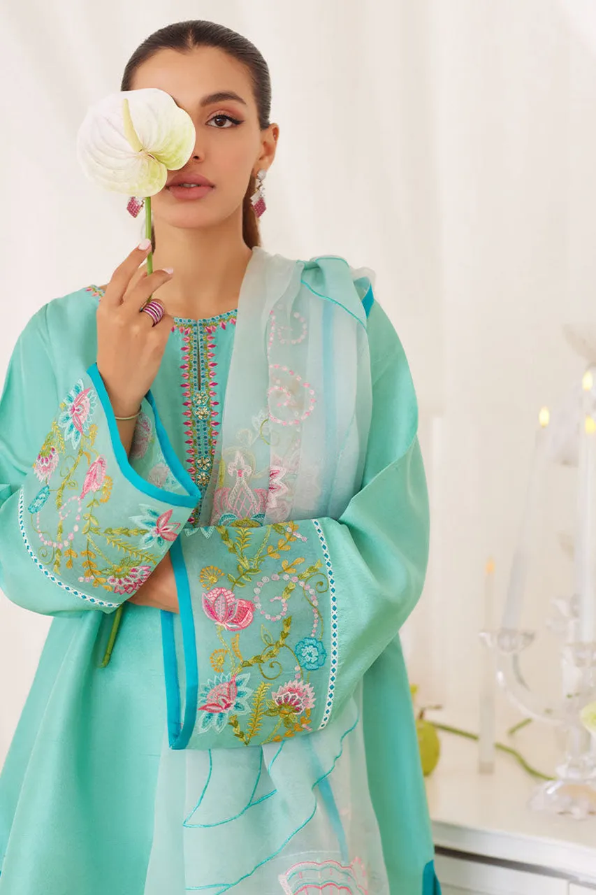 Lea Fall'24 - Una Turquoise Shirt And Embroidered Dupatta