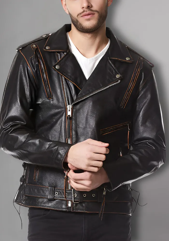 Live To Ride Motorcycle Vintage Leather Jacket