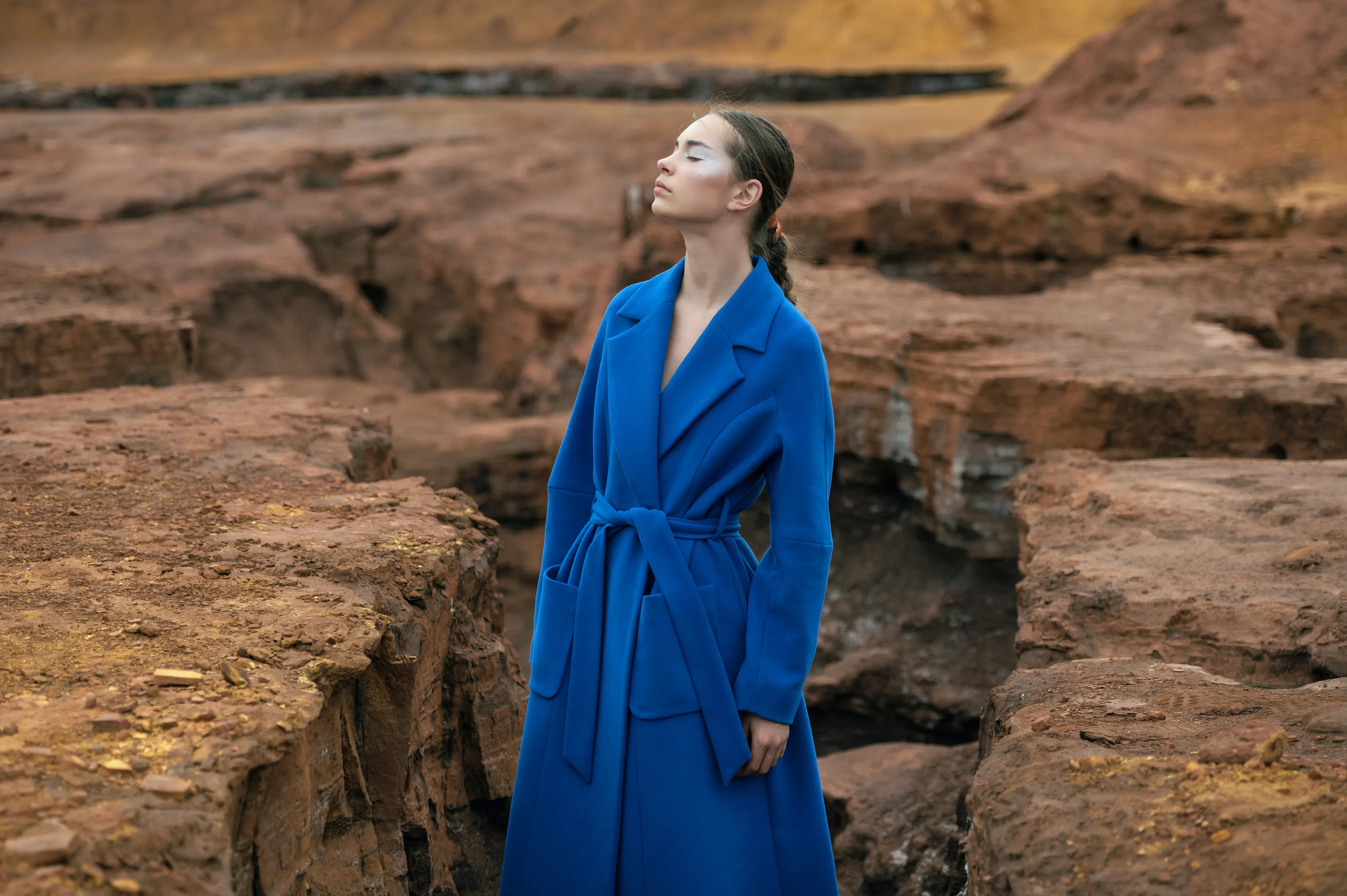 Long Blue Jacket with Belt