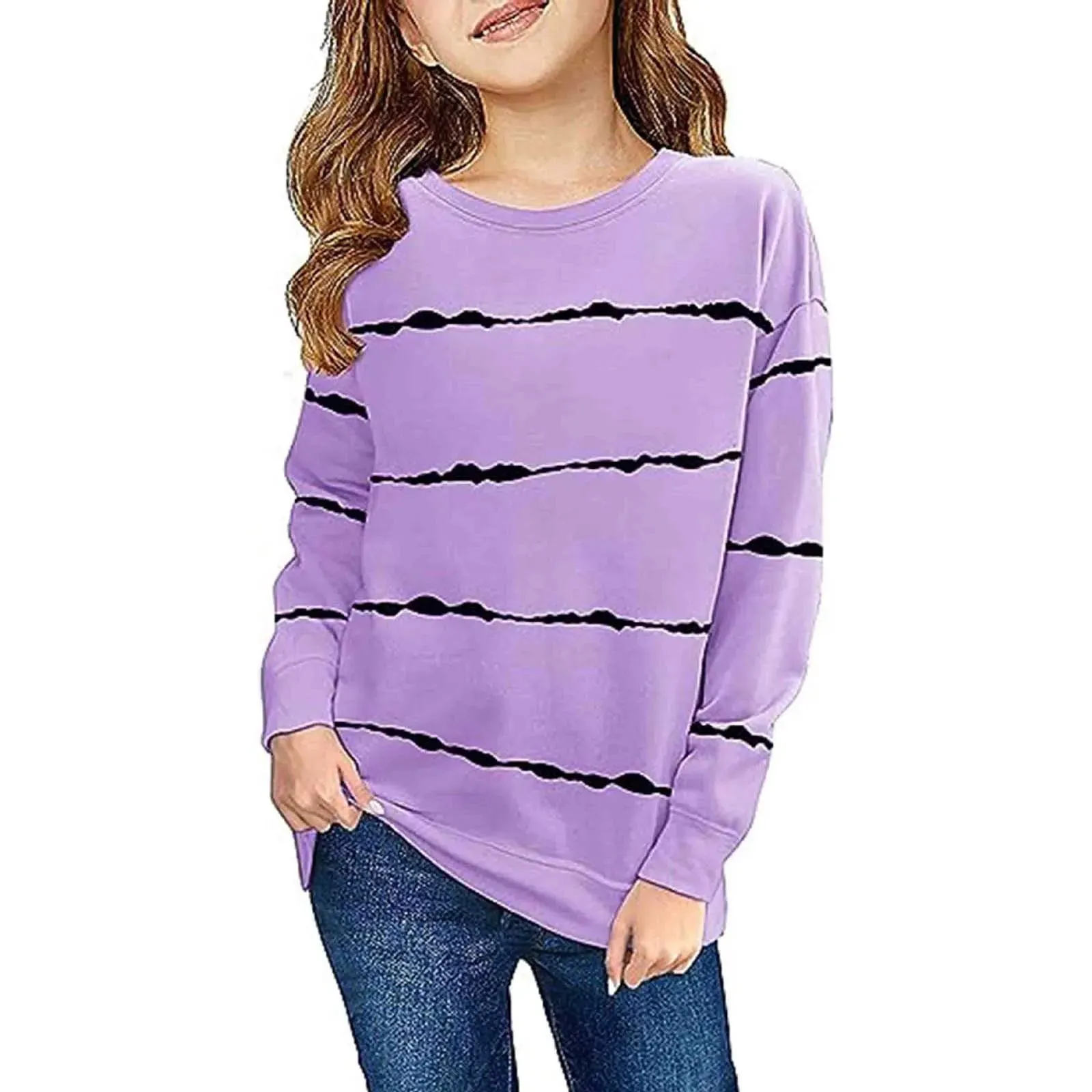 Long Sleeve Striped Crewneck Tunic