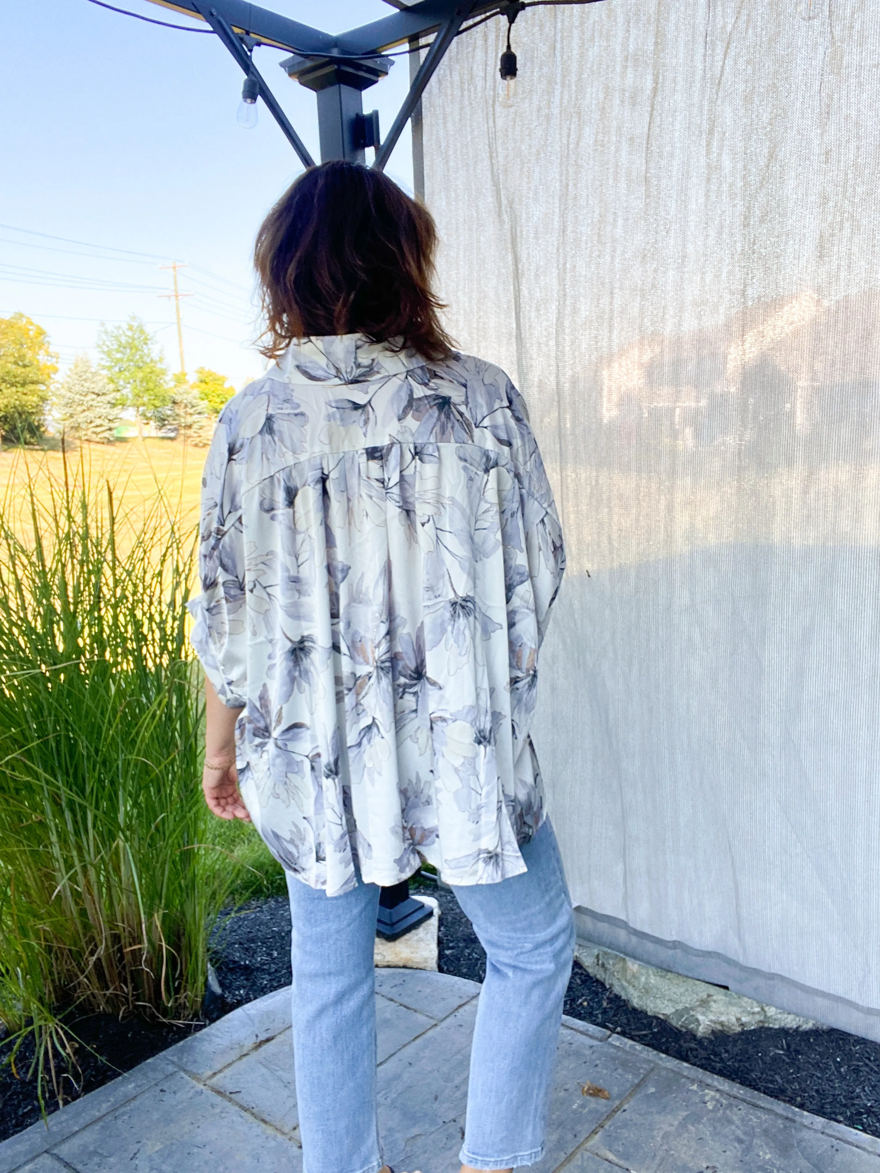 Look My Way Oversized Floral Blouse