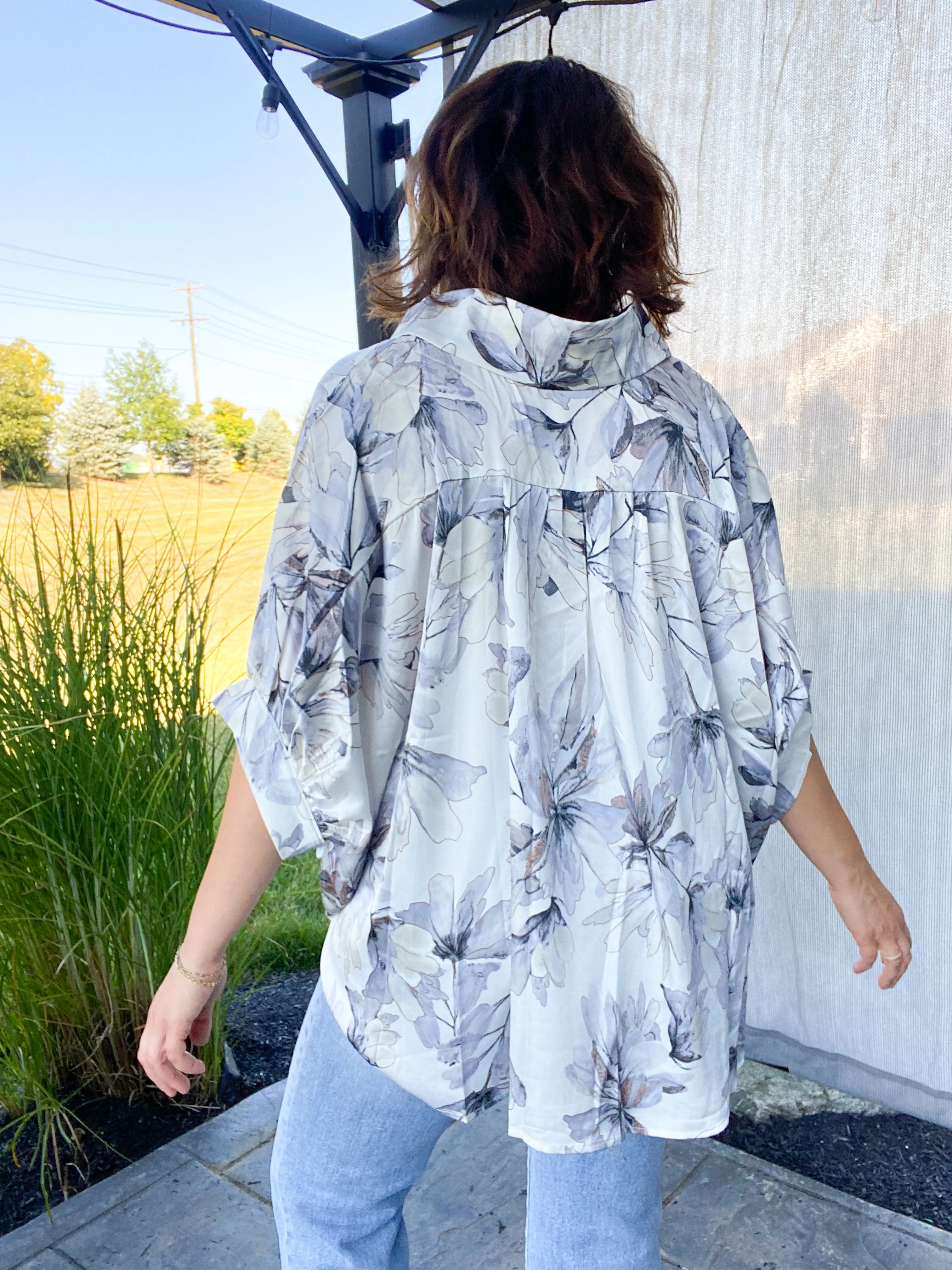 Look My Way Oversized Floral Blouse