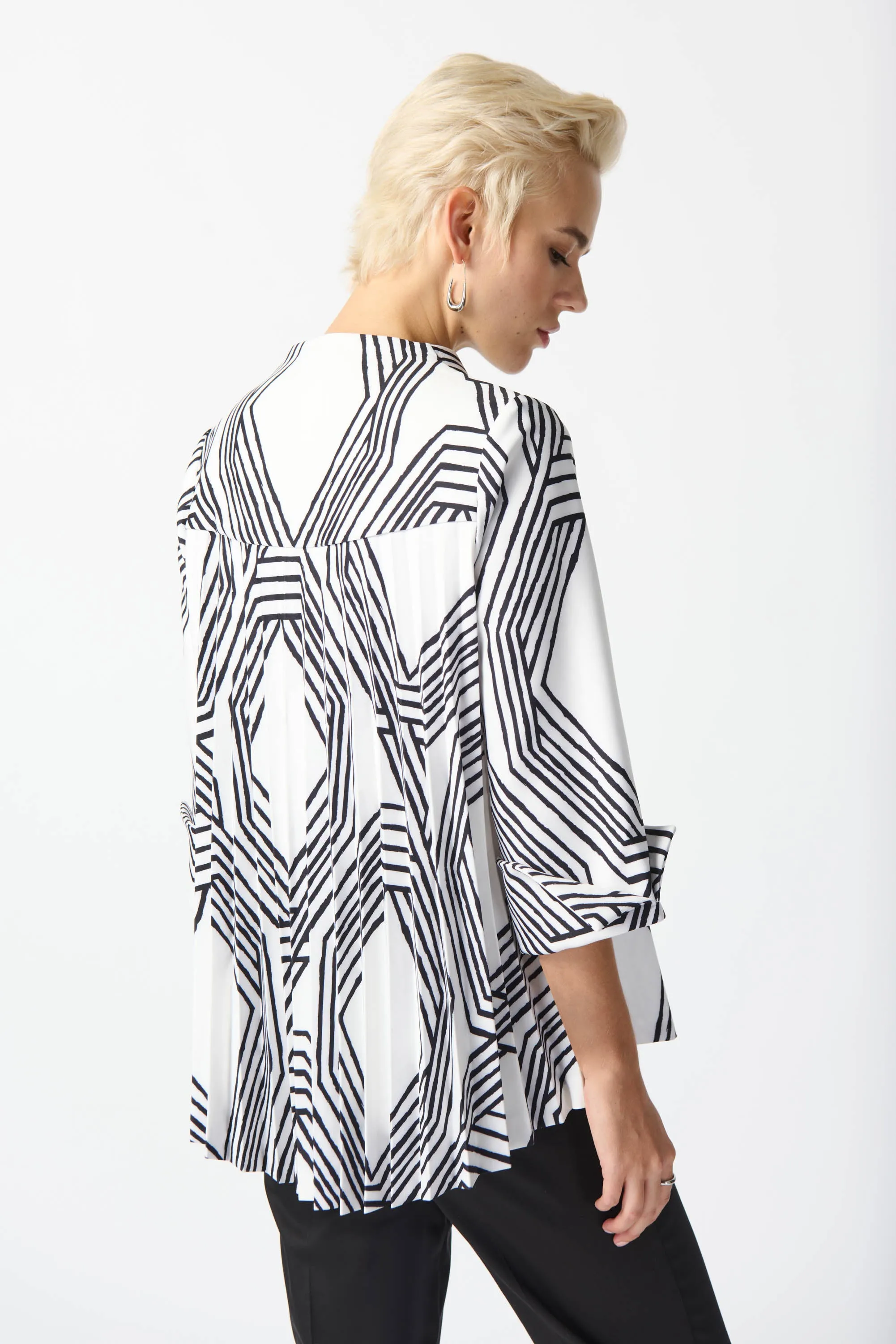 Lux Twill Geometric Print Trapeze Jacket