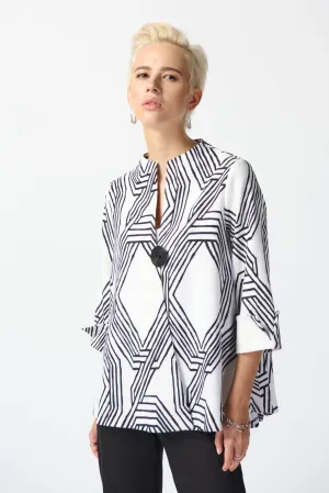 Lux Twill Geometric Print Trapeze Jacket