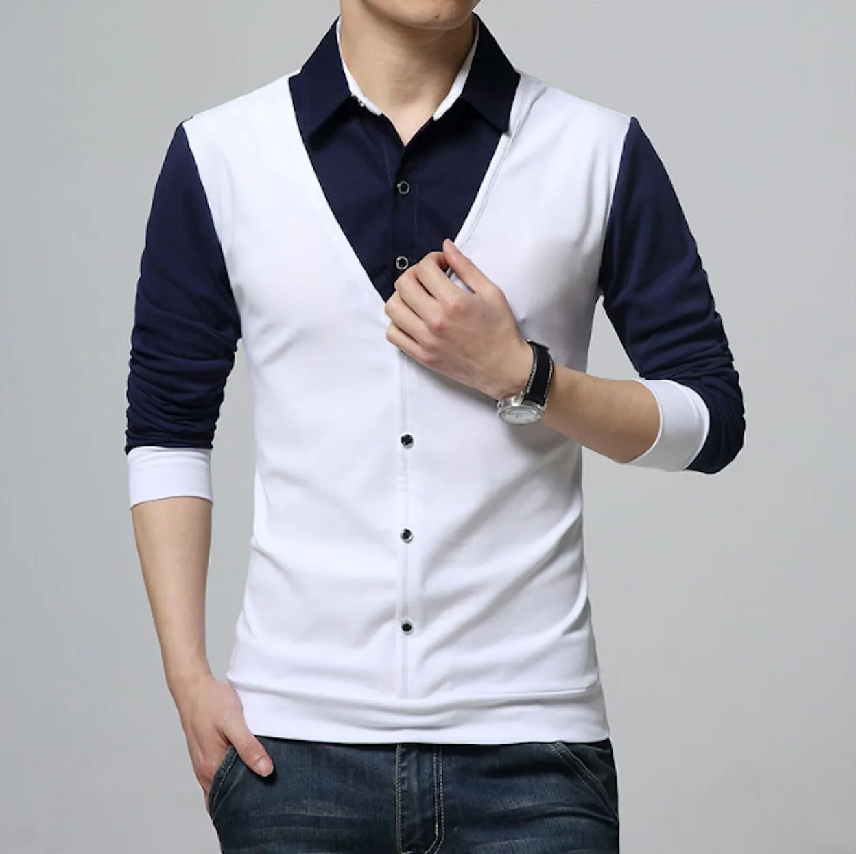 Mens Layered Look Shirt with Vest