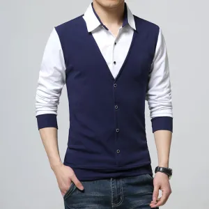 Mens Layered Look Shirt with Vest