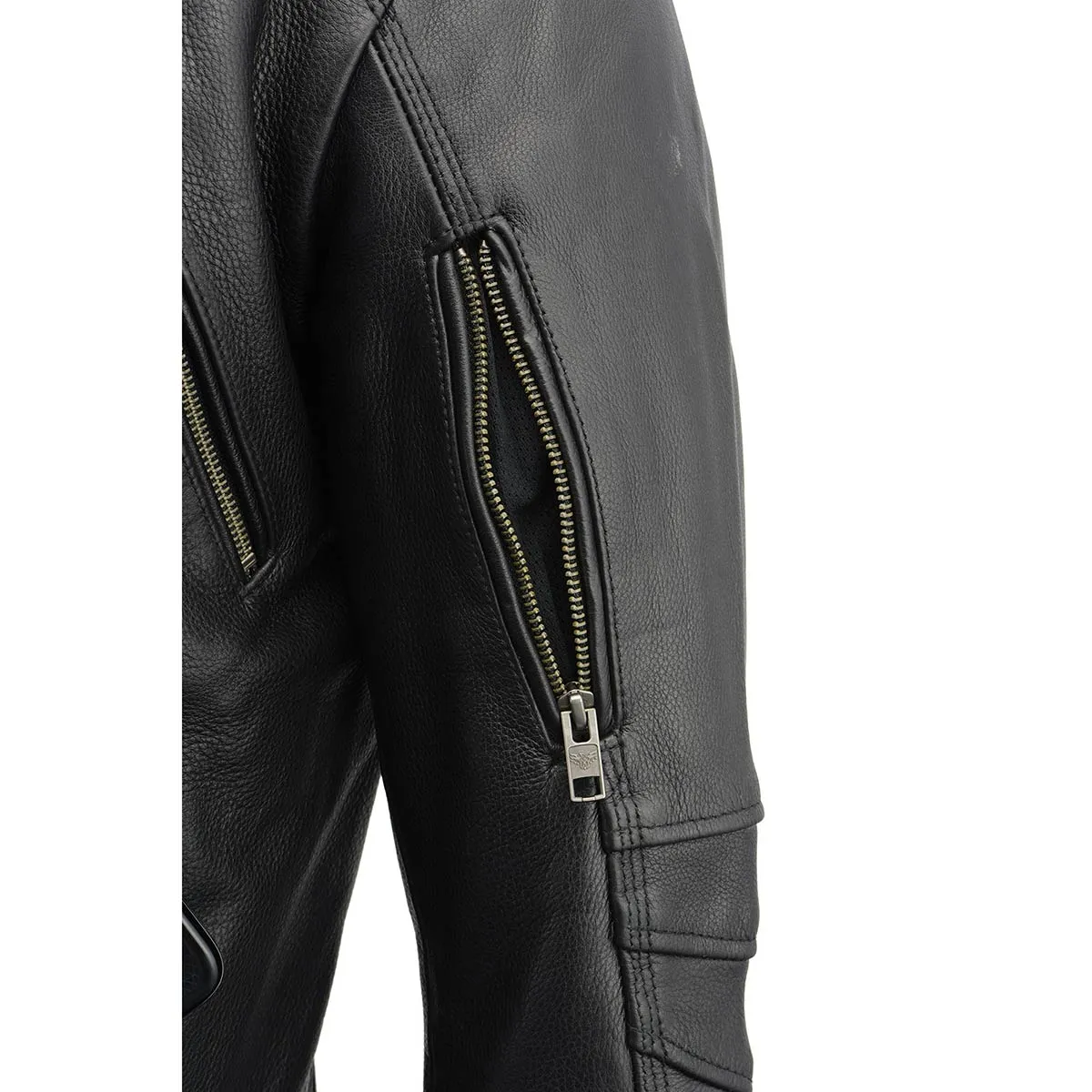 Milwaukee Leather MLM1515 Men's Classic Beltless Black Leather Triple Stitched Motorcycle Biker Rider Jacket