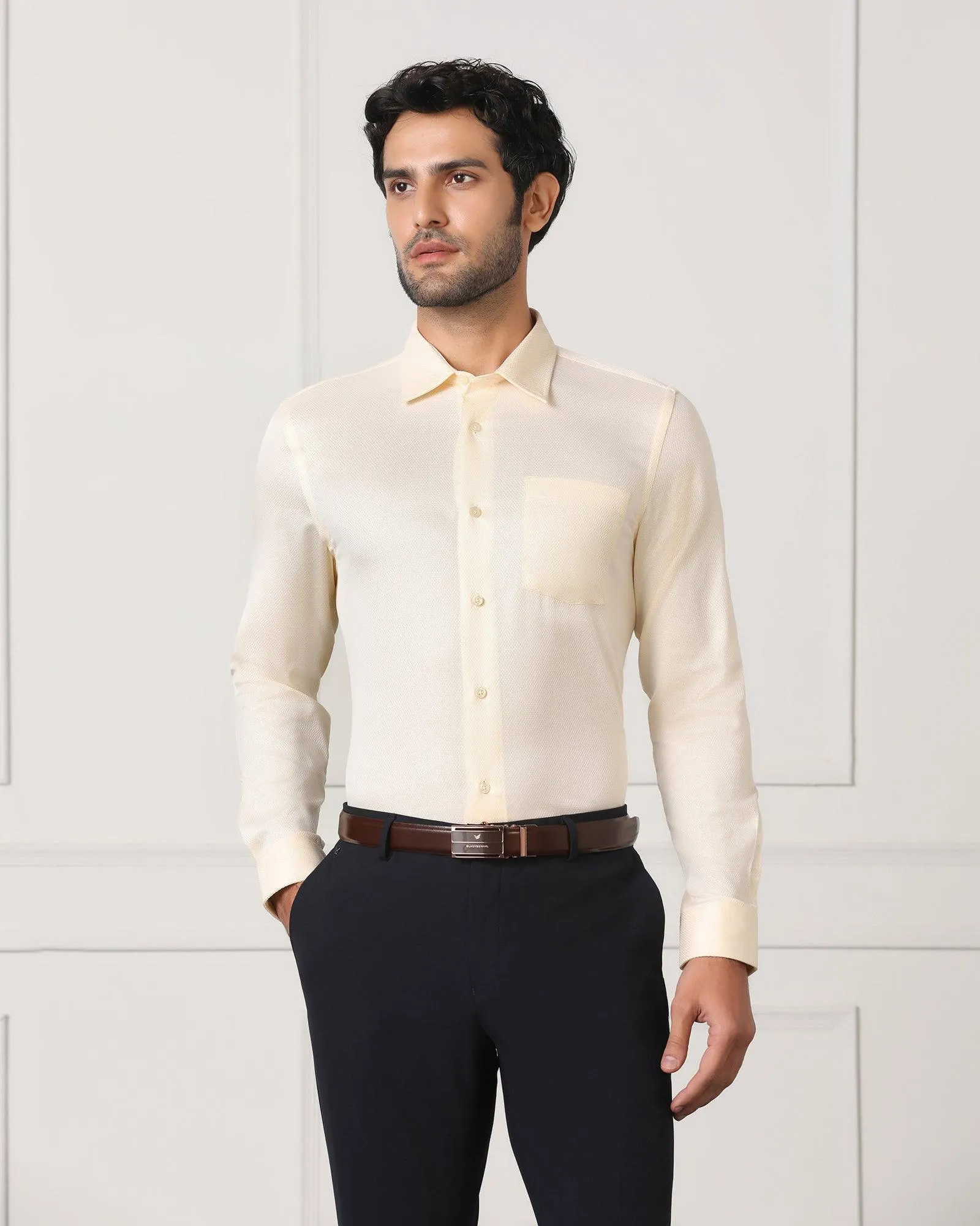 Must Haves Formal Off White Solid Shirt - Samuel