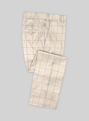 Napolean Noemi Windowpane Beige Wool Pants