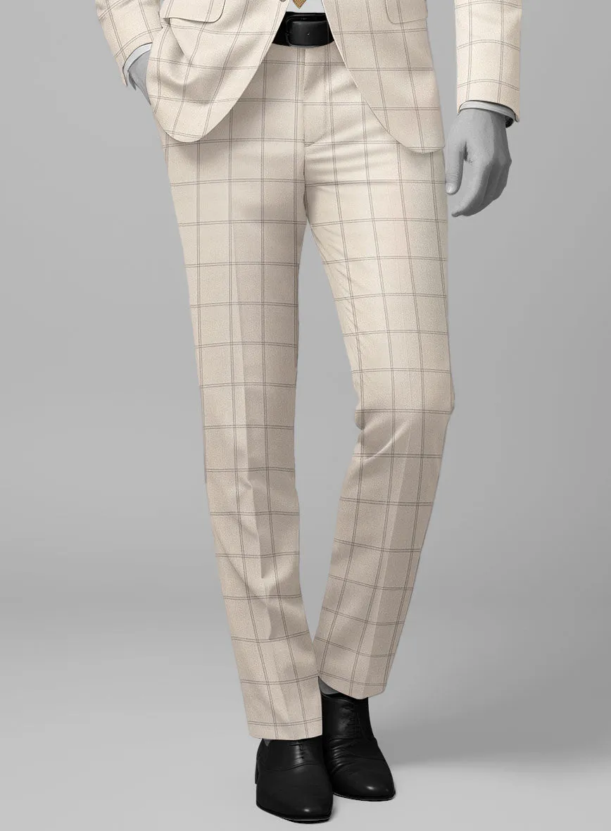 Napolean Noemi Windowpane Beige Wool Pants