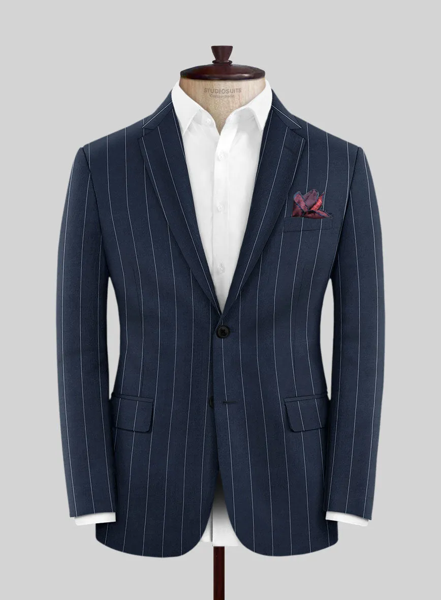 Napolean Wide Stripe Blue Wool Jacket