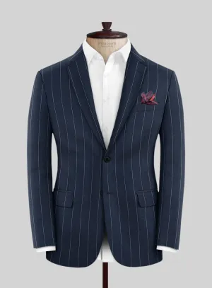 Napolean Wide Stripe Blue Wool Jacket