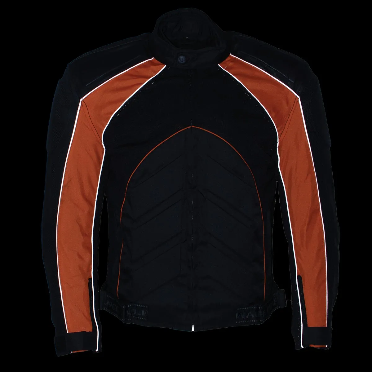 NexGen SH2153 Men's Black and Orange Armored Moto Textile and Leather Combo Jacket