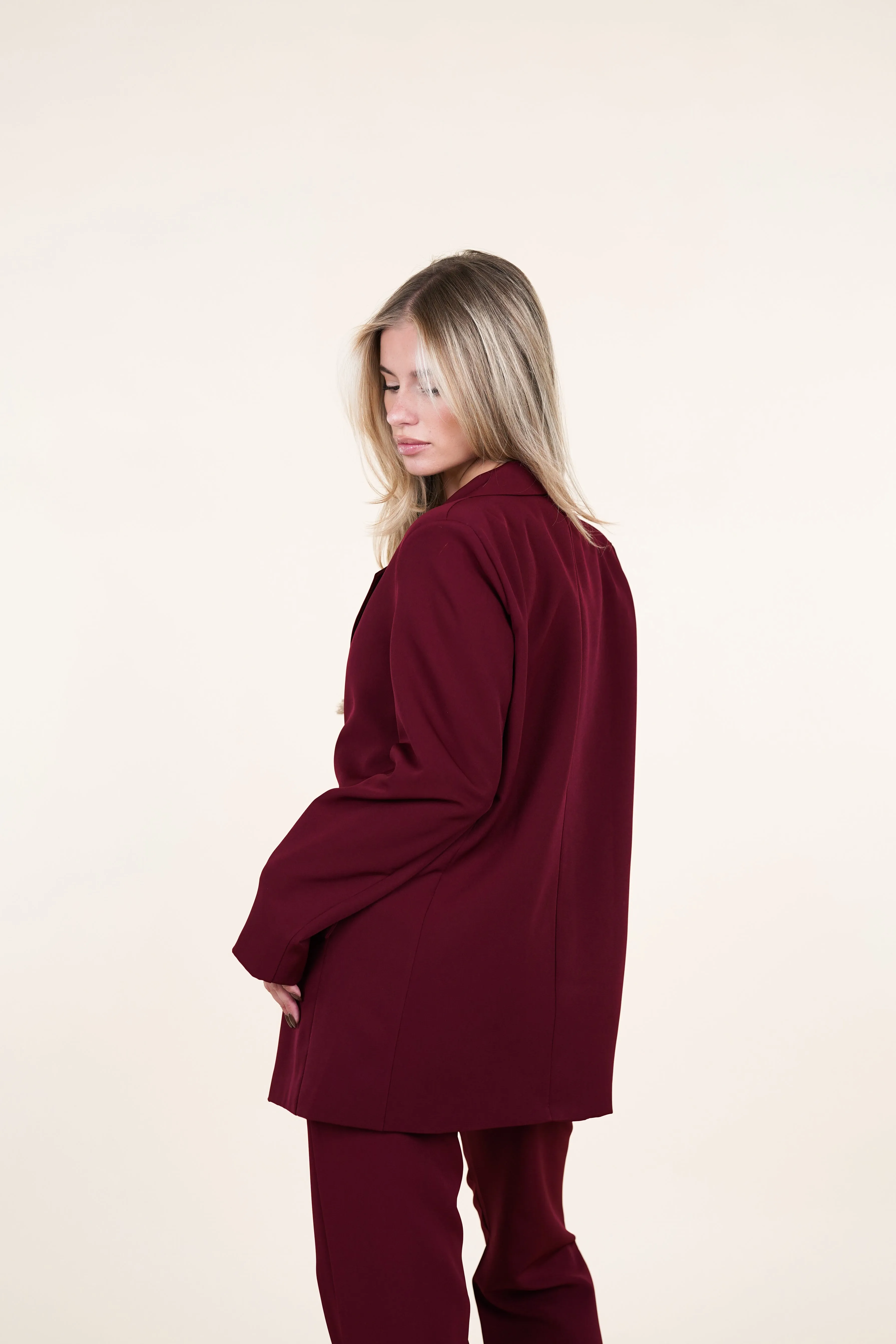 Oversized blazer burgundy met lange mouwen - Ariane