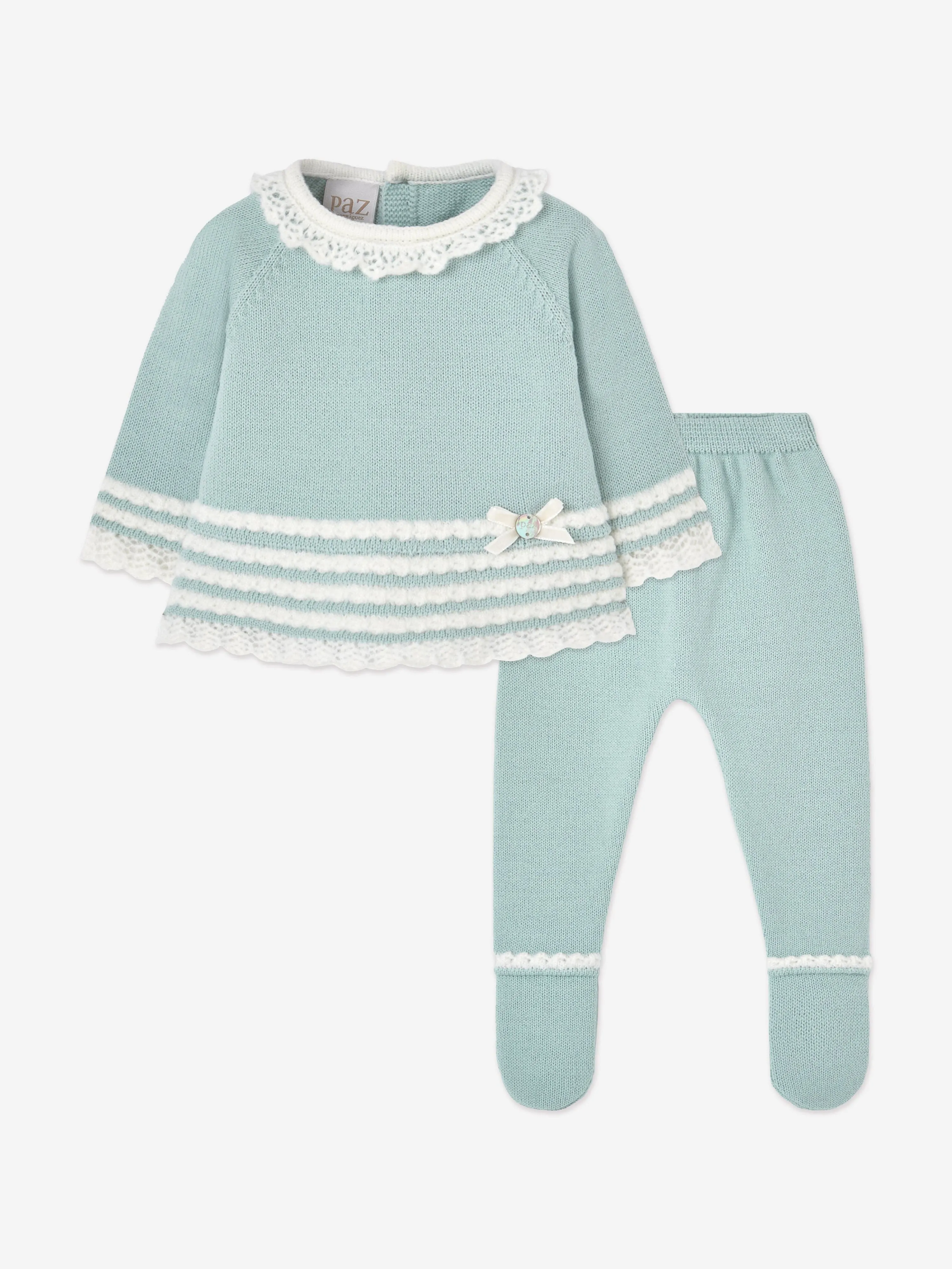 Paz Rodriguez Baby Girls Knitted 2 Piece Set in Green