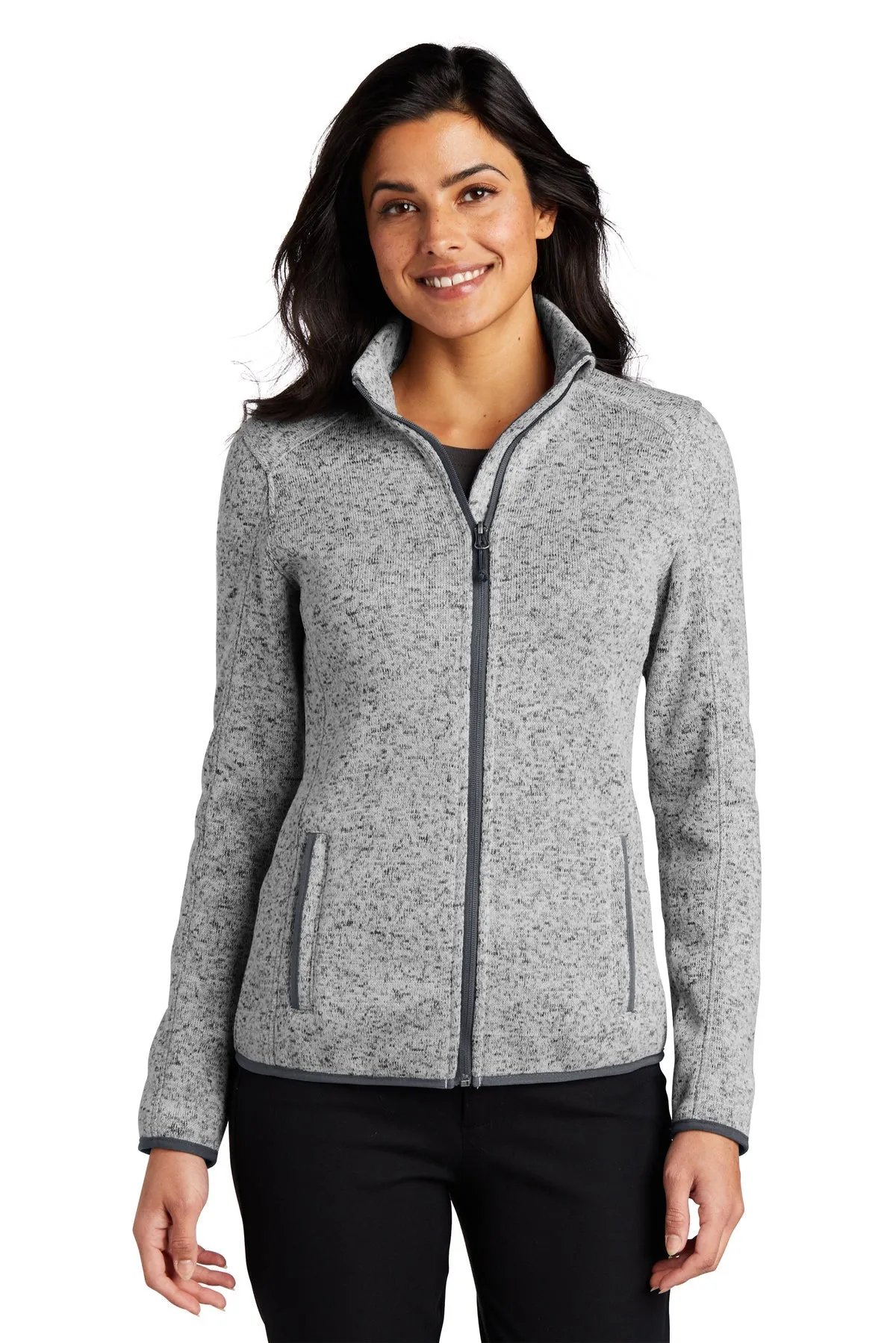 Port Authority Ladies Sweater Fleece Customized Jackets, Grey Heather