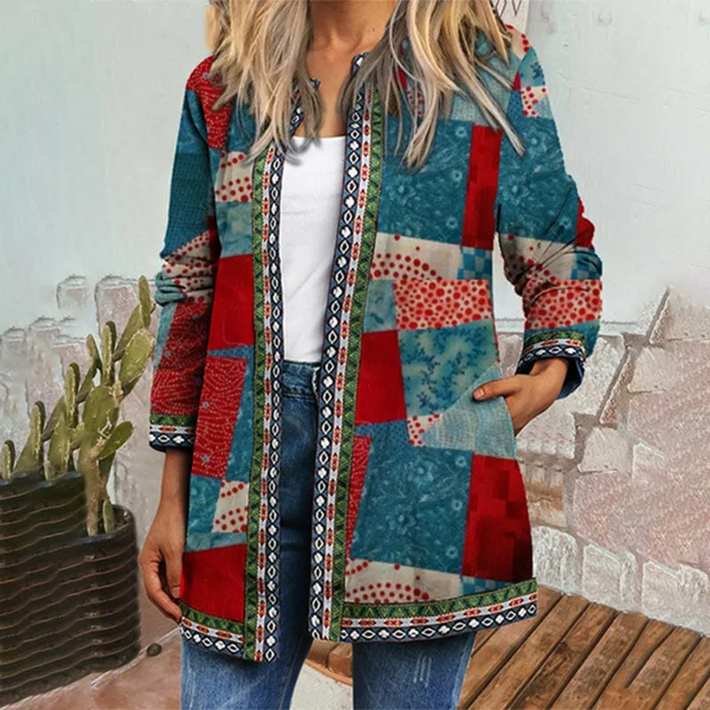 Printed Loose Long Sleeve Cardigan Jacket