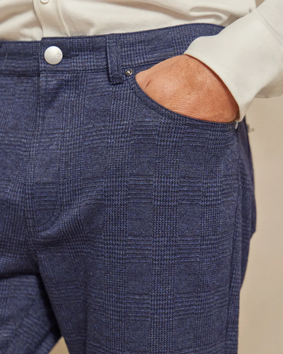 R51 Pant - Brushed Knit 5-Pocket Check - Navy Heather