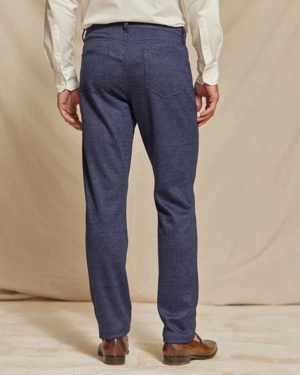 R51 Pant - Brushed Knit 5-Pocket Check - Navy Heather