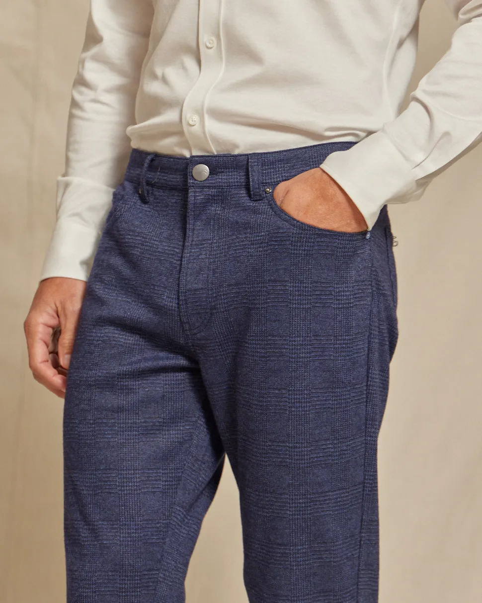 R51 Pant - Brushed Knit 5-Pocket Check - Navy Heather