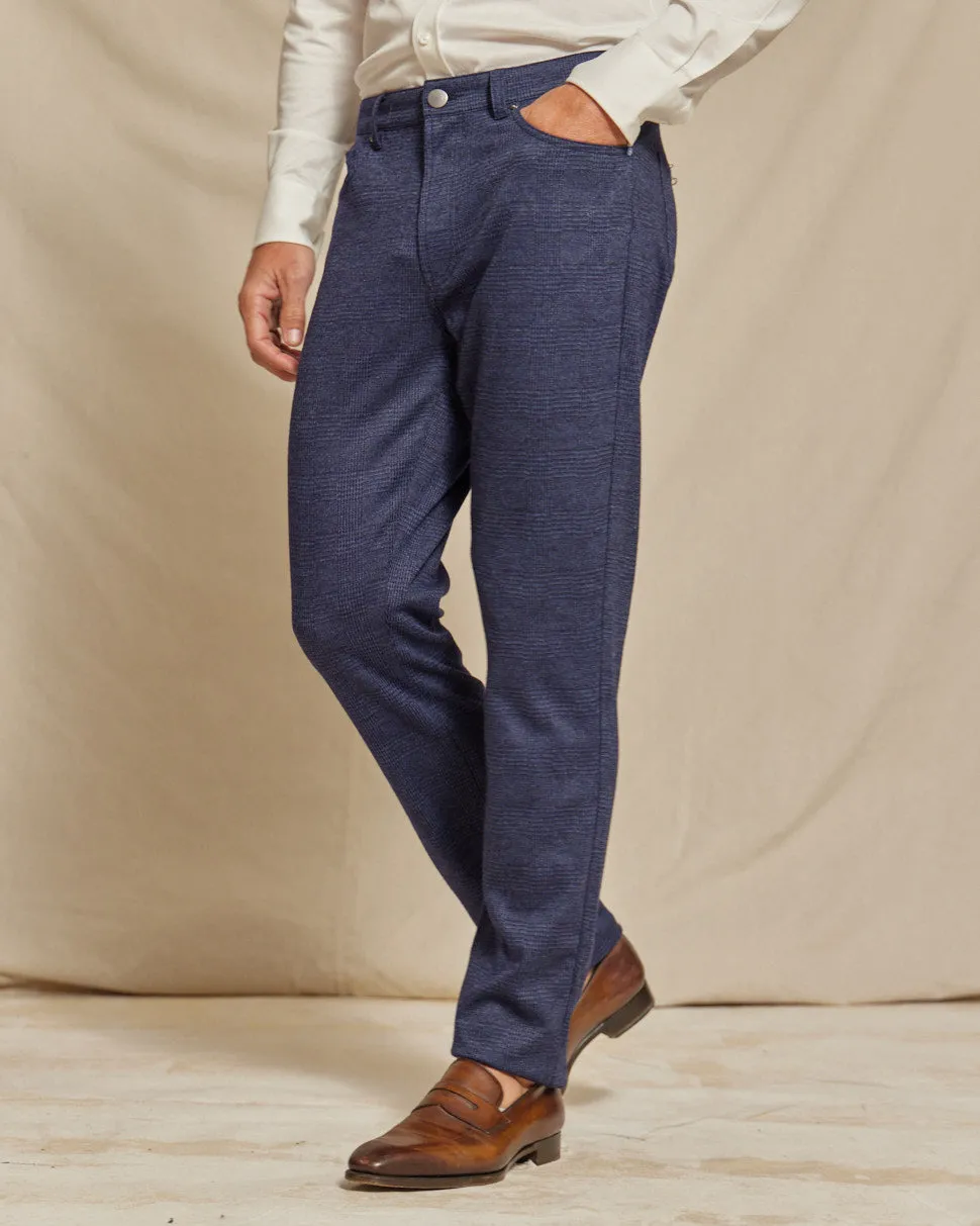 R51 Pant - Brushed Knit 5-Pocket Check - Navy Heather