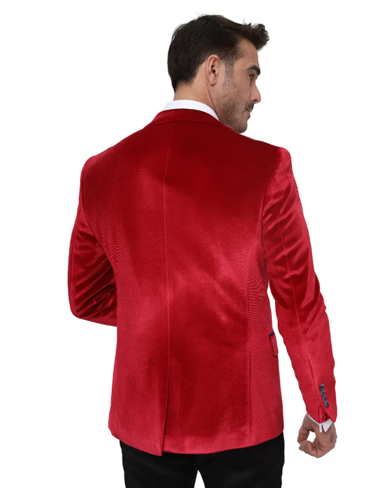 Red Velvet Feel Plain Mens Fashion Blazer