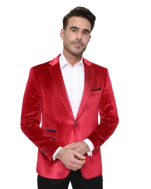 Red Velvet Feel Plain Mens Fashion Blazer