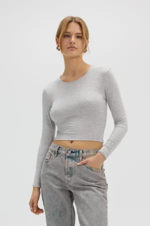 Saint Body Knitted Crop Top Grey Melange