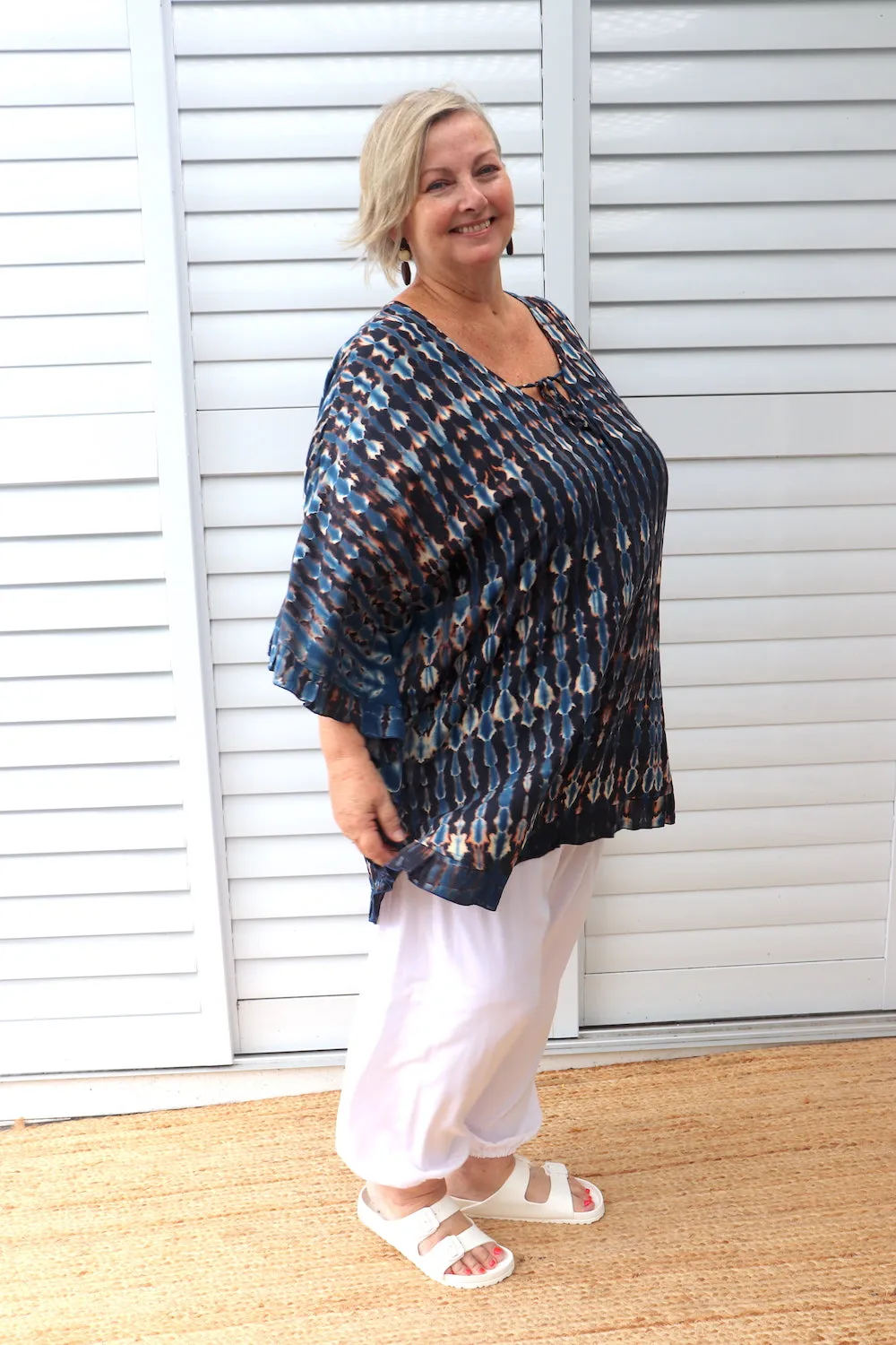 Set Free Batwing Top In Midnight Tie Dye