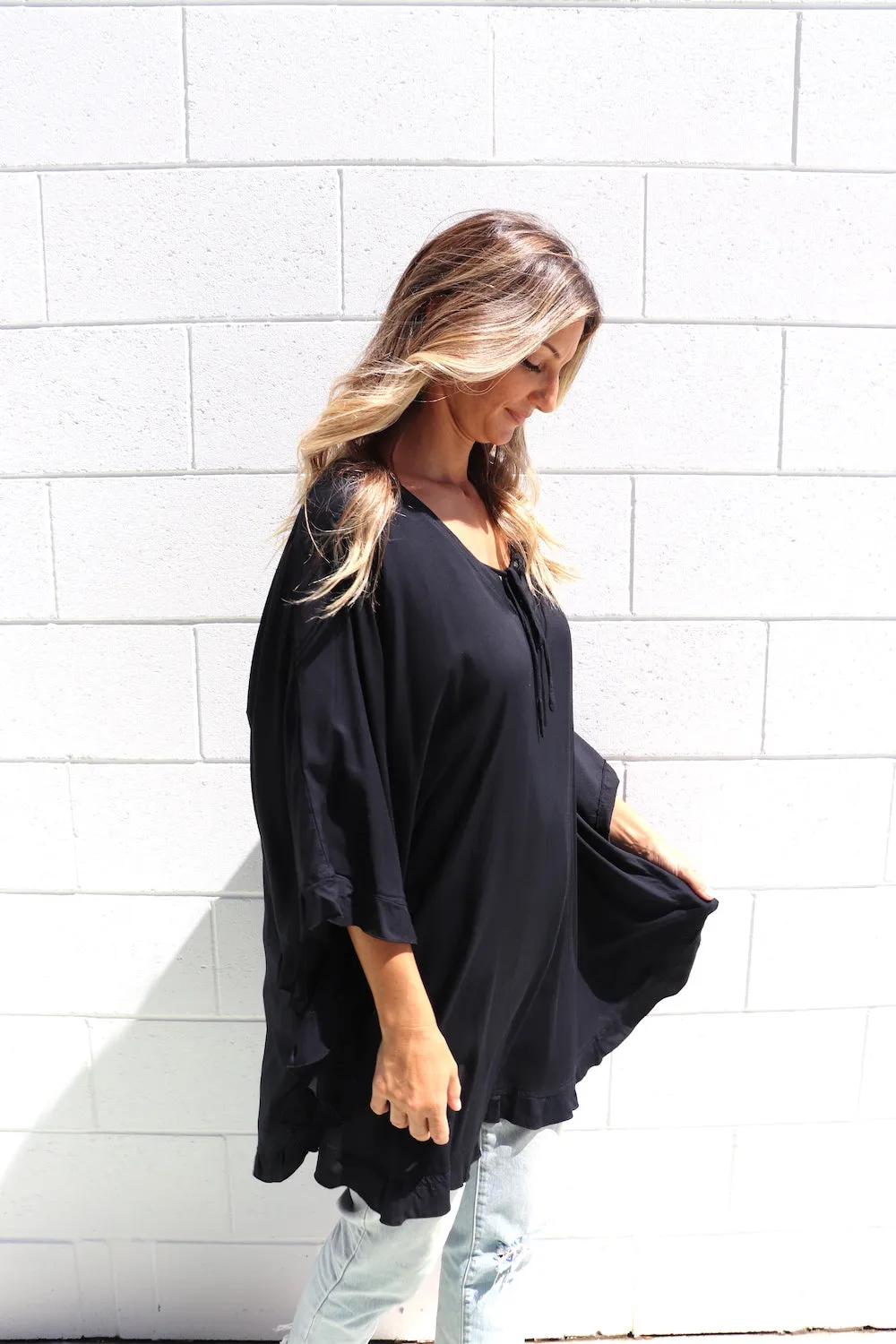 Set Free Batwing Top/Dress In Black