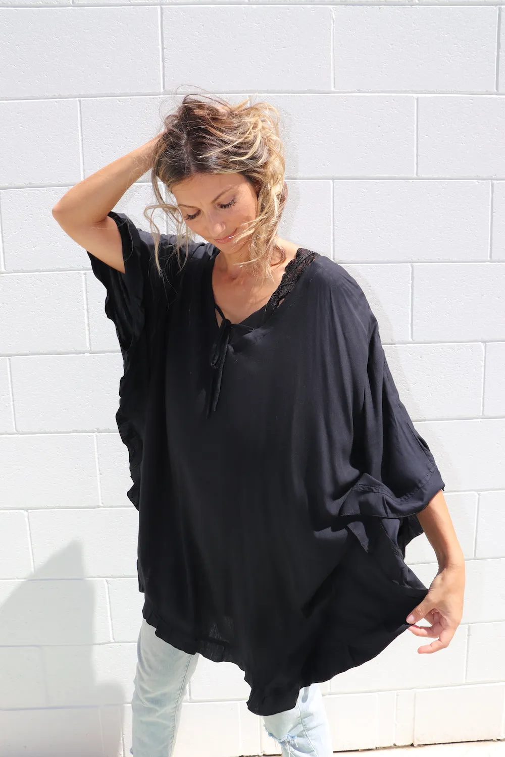 Set Free Batwing Top/Dress In Black