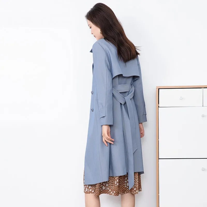 Shadow Blue Long Trench Coats