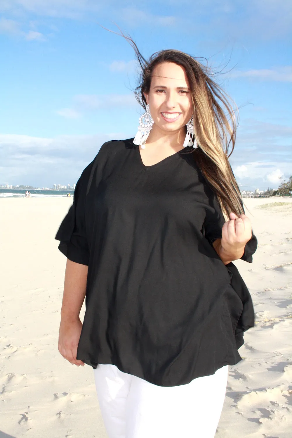 Short Kaftan In Black