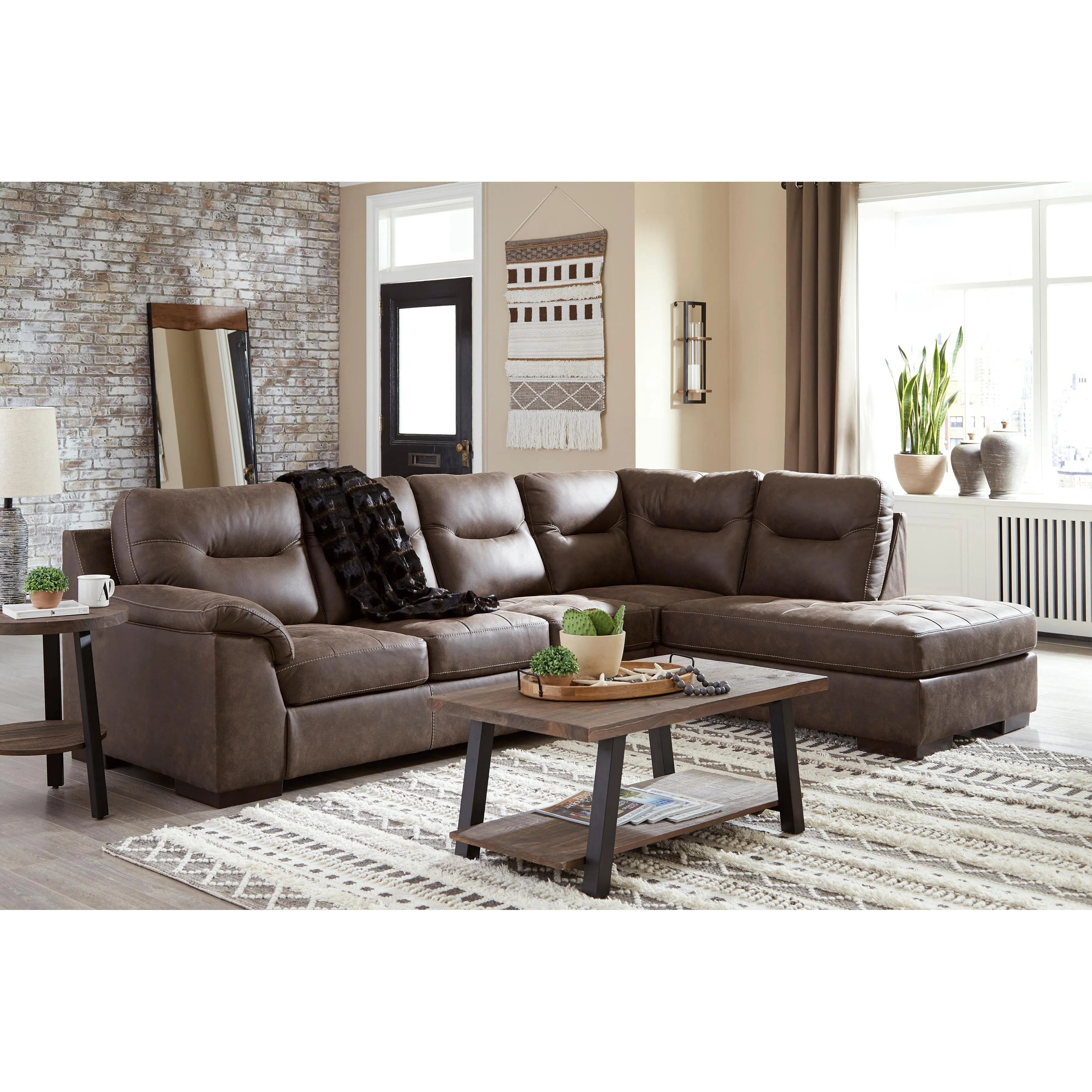 Signature Design by Ashley Maderla Leather Look 2 pc Sectional 6200266/6200217