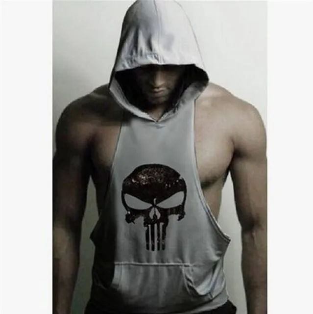 Skull Stringer Tank Top Men Professional Bodybuilding Vest Fitness Mens Sleeveless Crossfit Shirt Cotton Singlets Muscle Tops